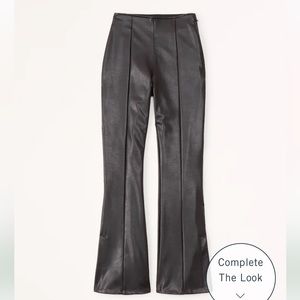 Split-Hem Vegan Leather Slim Flare Pant